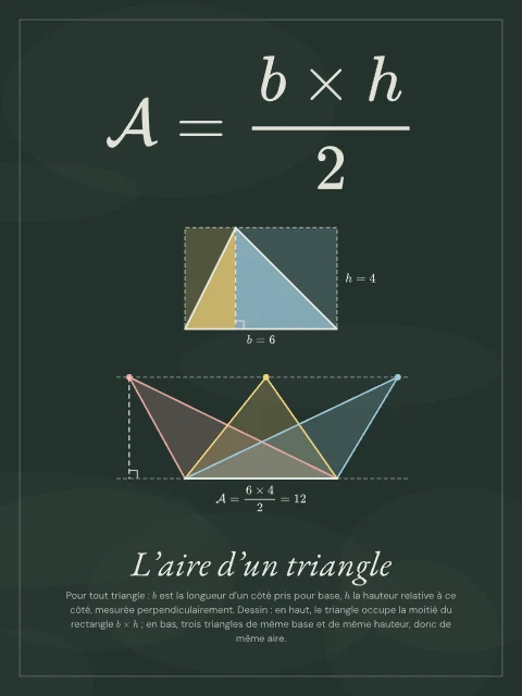 L’aire d’un triangle · Tableau noir, affiche aire d’un triangle
