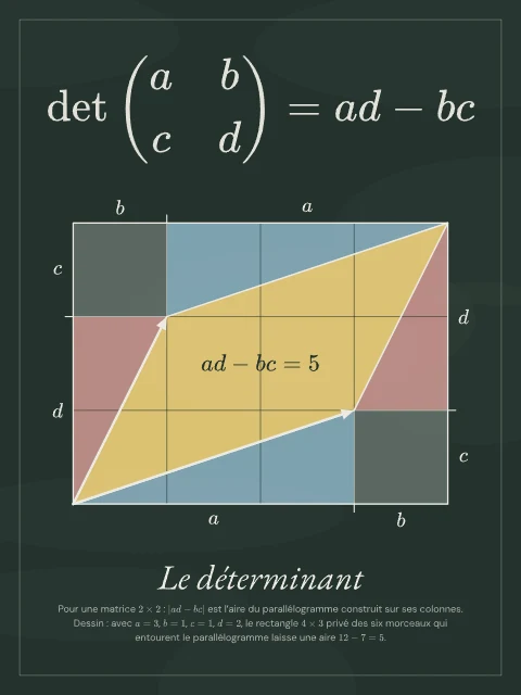 Le déterminant · Tableau noir, affiche déterminant