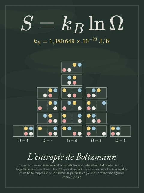 L’entropie de Boltzmann · Tableau noir, affiche entropie de Boltzmann