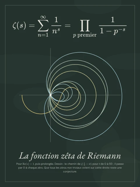 La fonction zêta de Riemann · Tableau noir, affiche fonction zêta de Riemann