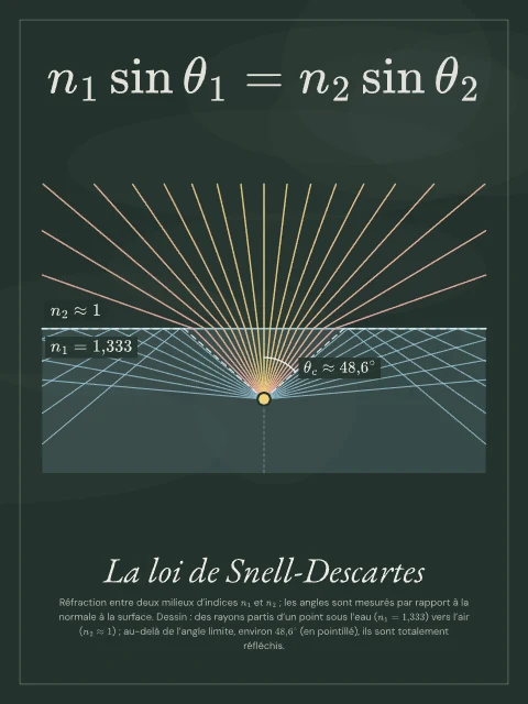 La loi de Snell-Descartes · Tableau noir, affiche loi de Snell-Descartes