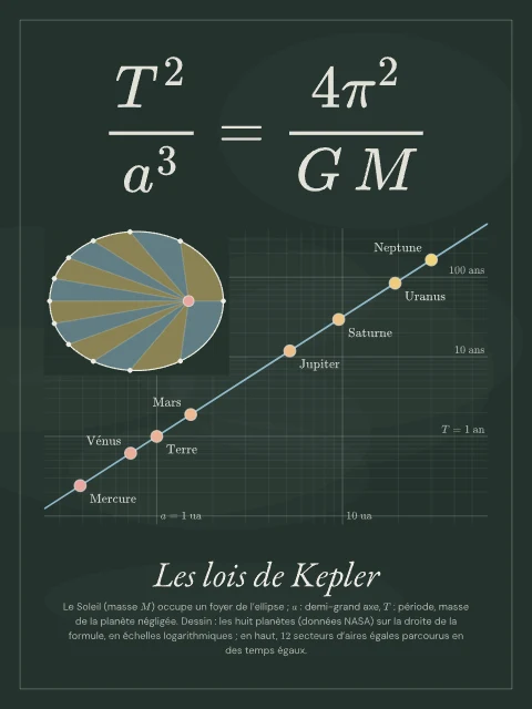 Les lois de Kepler · Tableau noir, affiche lois de Kepler